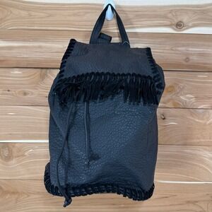 Madden NYC‎ Backpack Purse Black Fringe Drawstring Closure Fashion - NEW